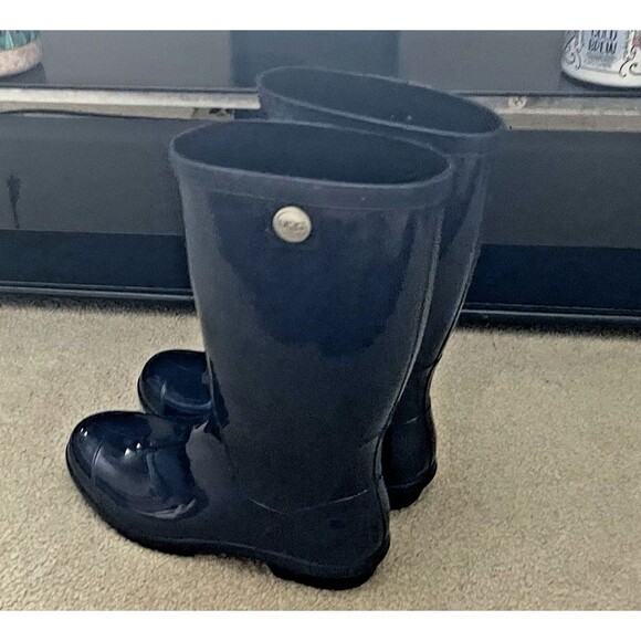 UGG Shaye Waterproof Tall Rain Boots Women’s Size 10 High Gloss Navy 1012350 - Picture 7 of 13